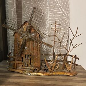 Vintage Rustic Metal Windmill Music Box